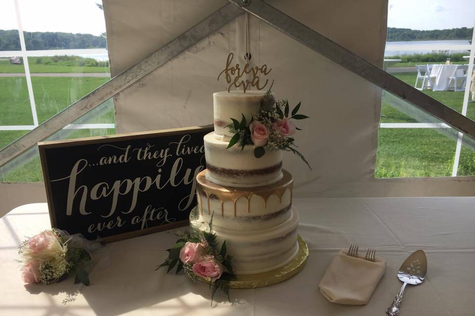 Naked Cake with Gold Drip