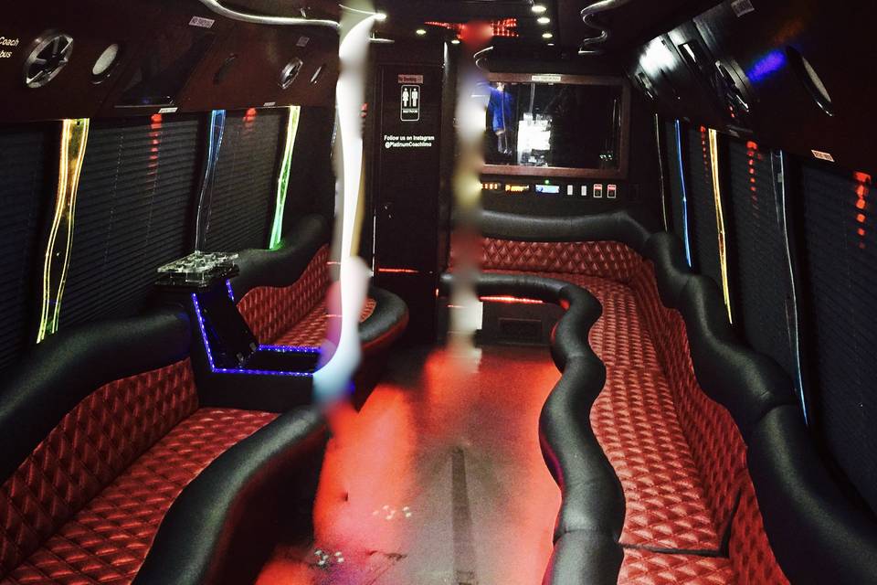 40 Pass Party Bus Inside
