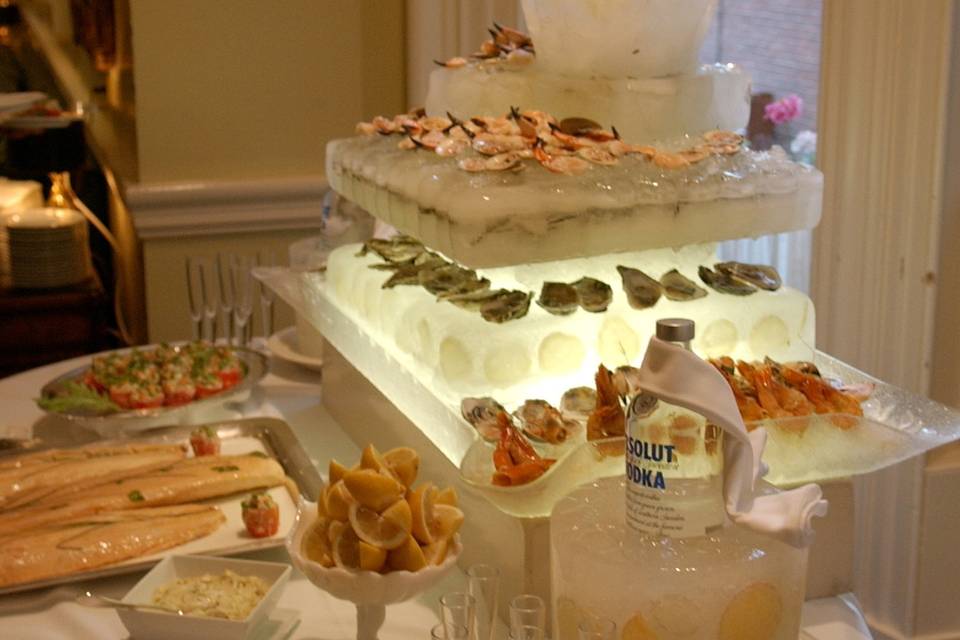 Raw Bar Display with ice sculpture