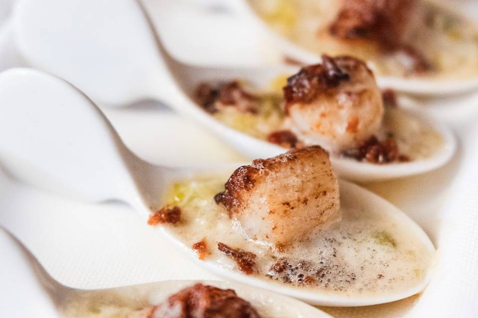 Seared bay scallops