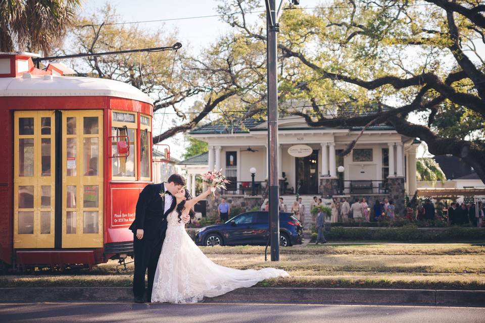 Lovely couple and street car