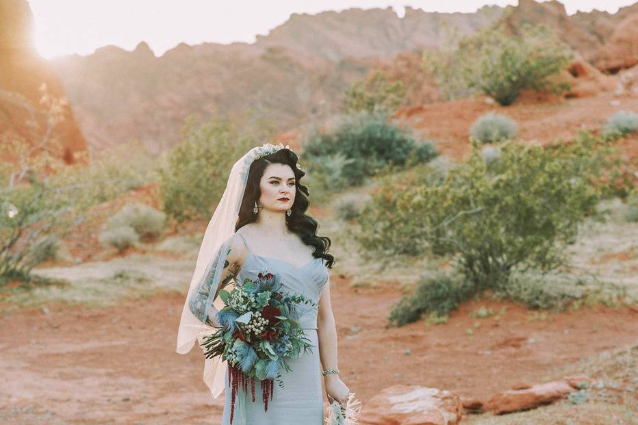 Vintage bride in the desert