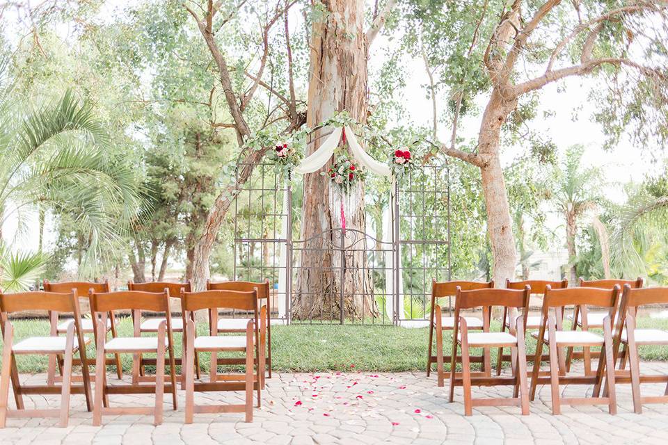 Outdoor wedding setup