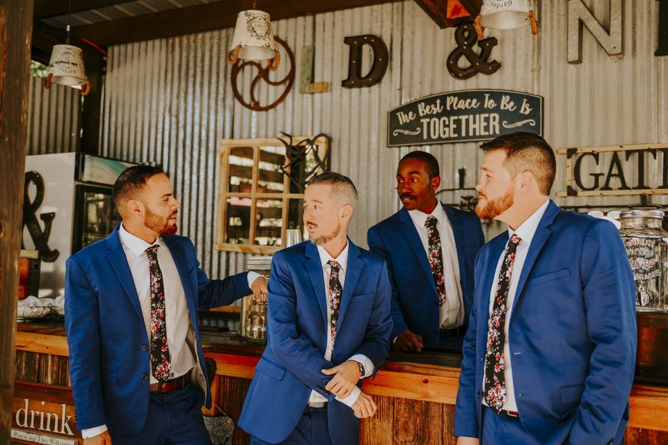 The groomsmen at a wedding.