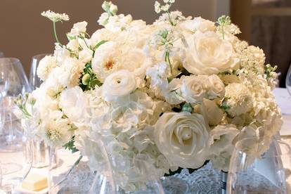 White roses centerpiece