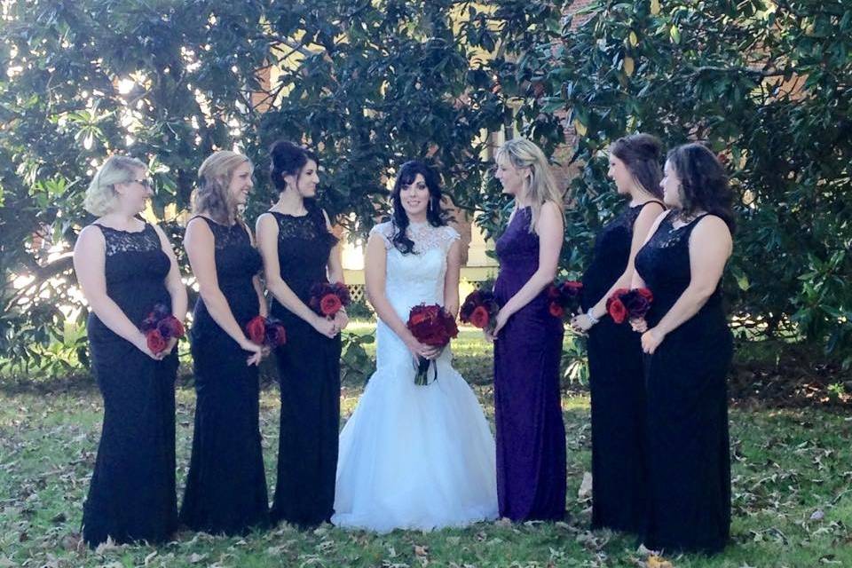 Bride and her bridesmaids