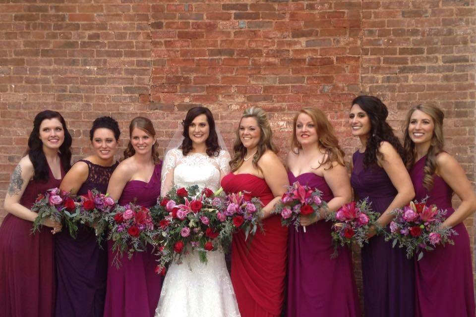 Bride and her bridesmaids