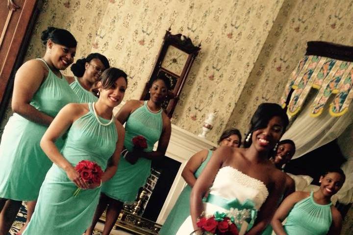 Bride and bridesmaids