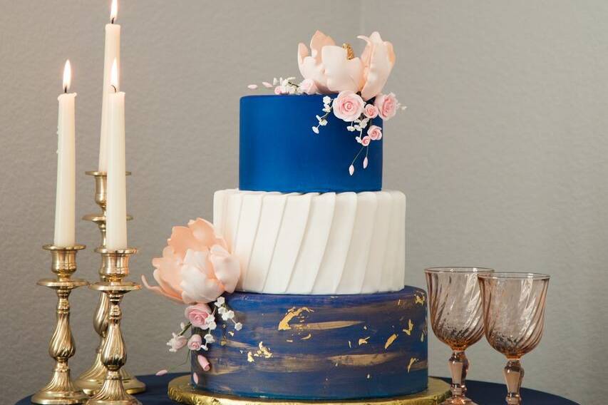 Three-layered wedding cake