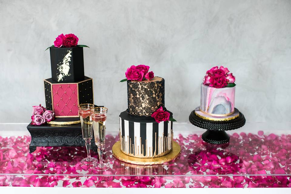 Black & Pink Cake Trio