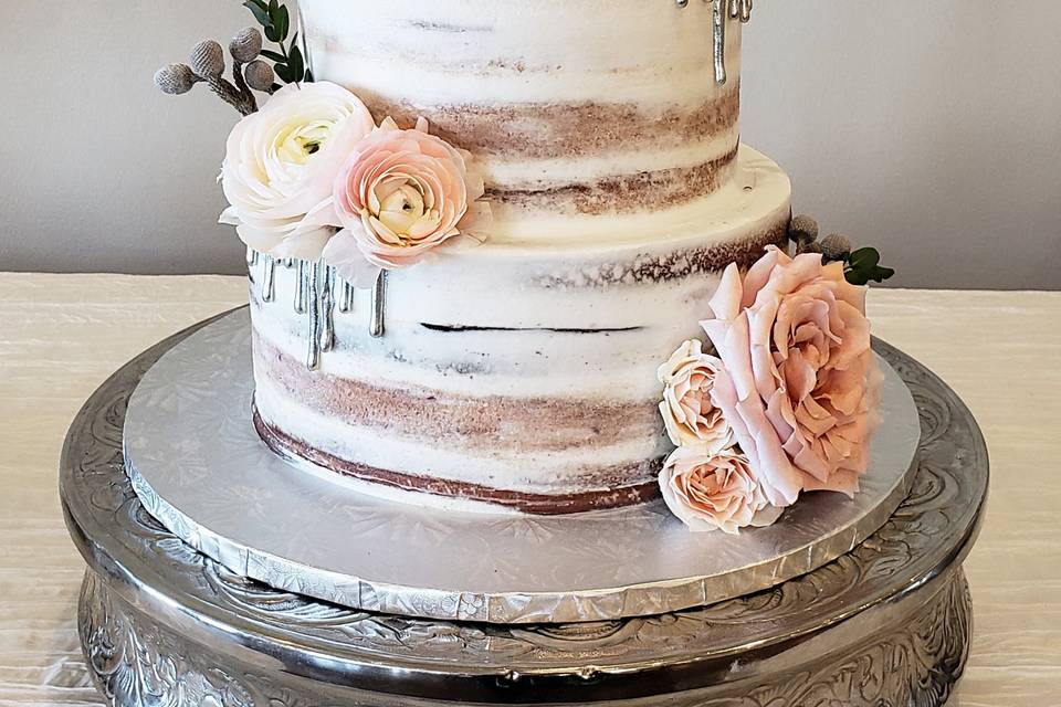 Naked drip wedding cake