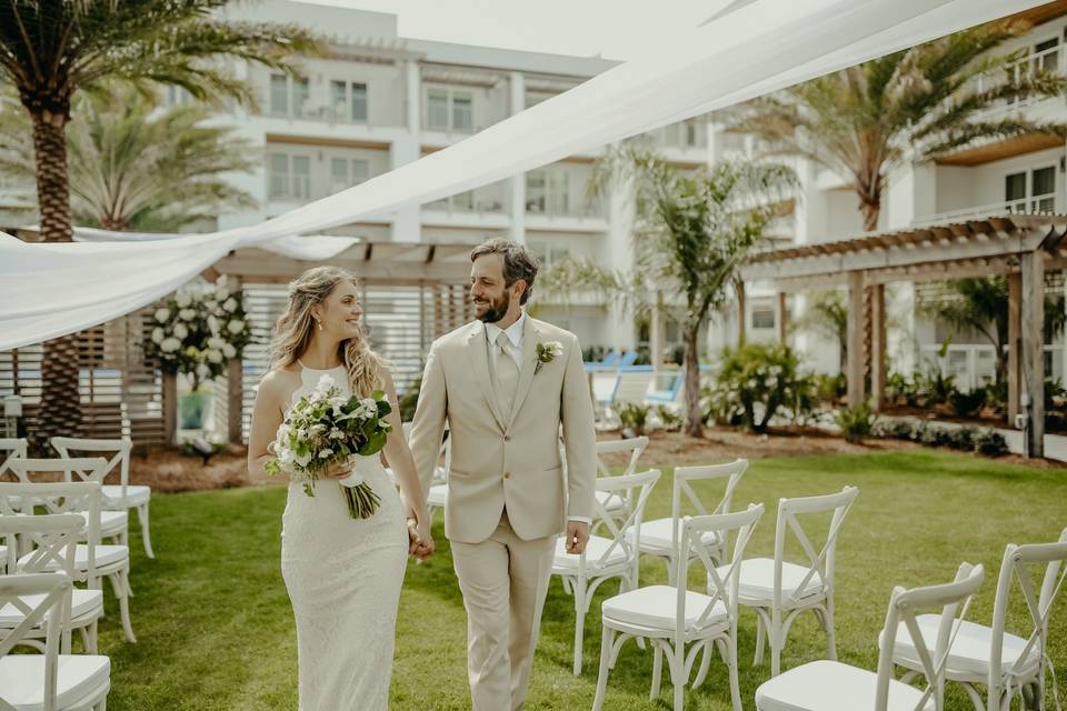 Ceremony set-up green space