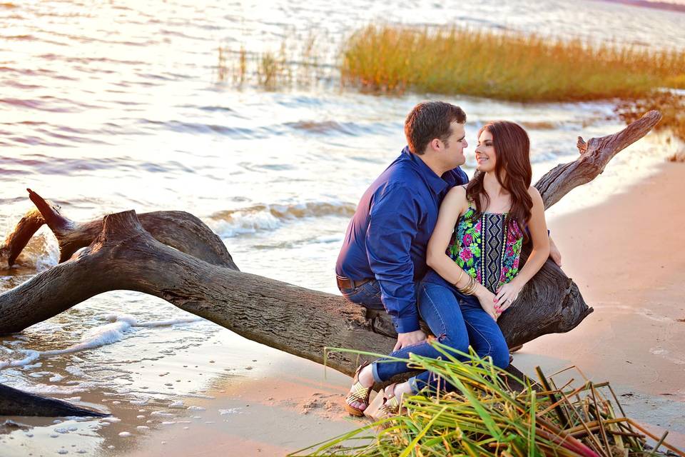 Couple sitting on the beach