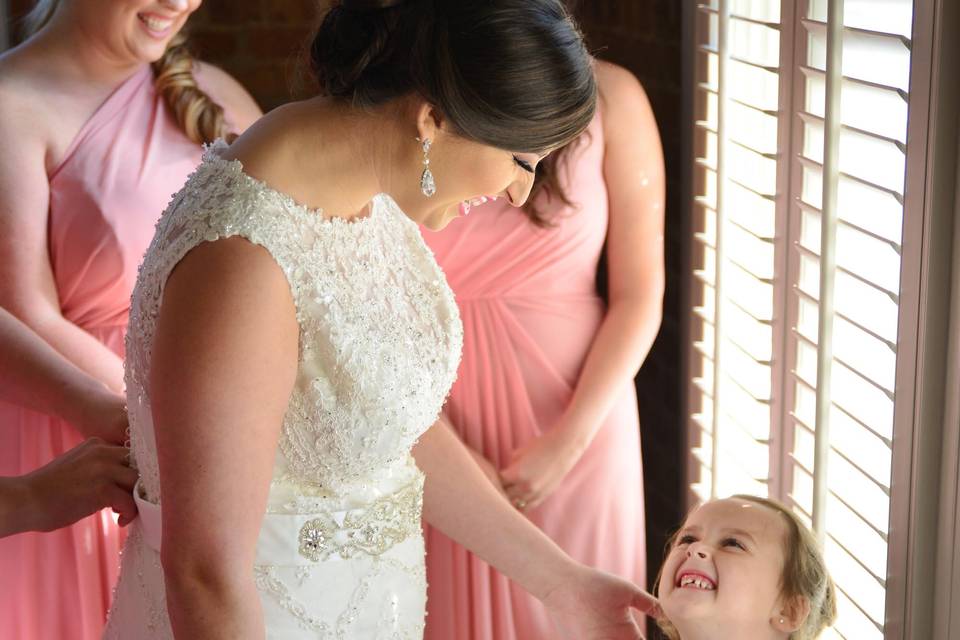 Bride with young guest