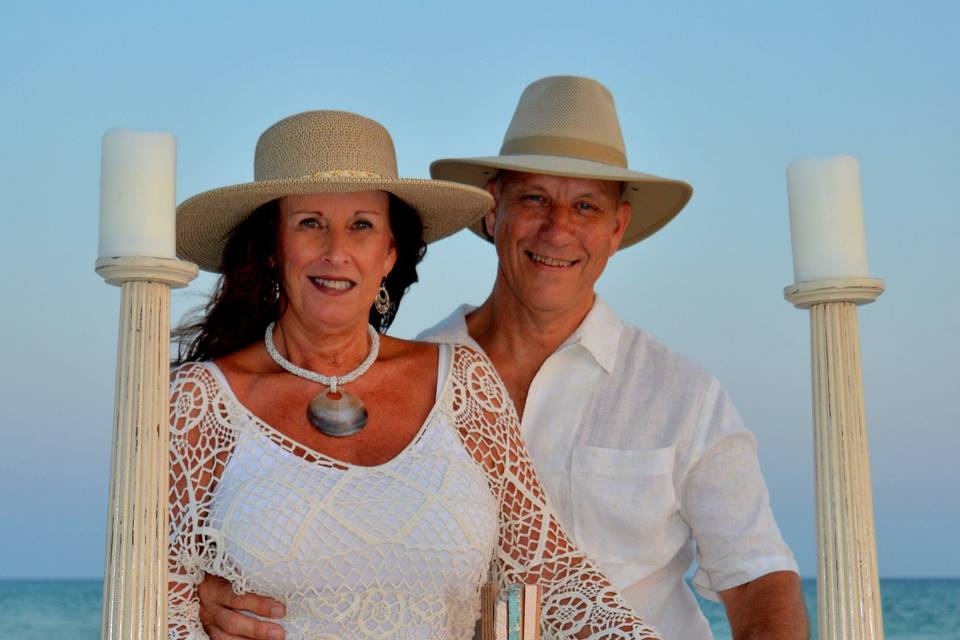 Newlyweds at the beach