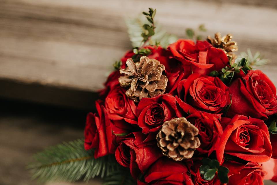 Winter rose bridal bouquet