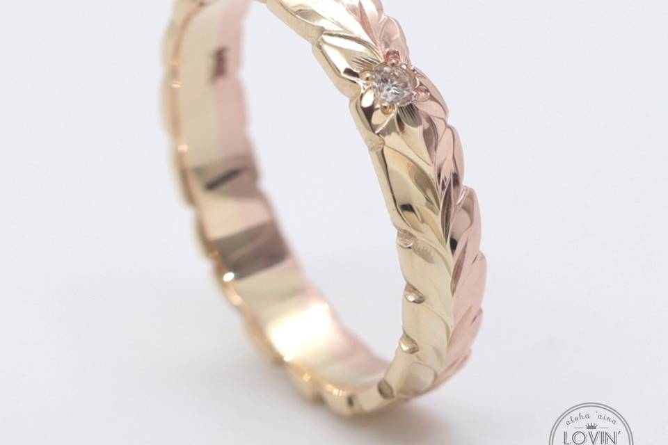 Diamond two tone Hawaiian ring