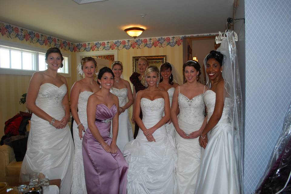 Bride and bridesmaids