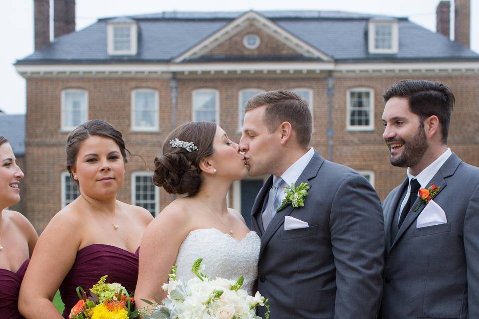 Newlyweds kiss