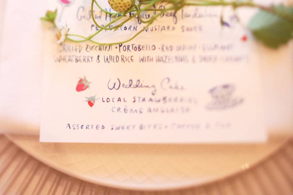 Menu card and flowers