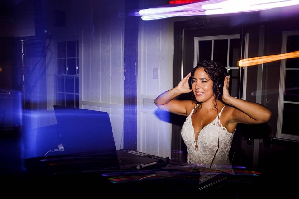 Dani spinning at her wedding.