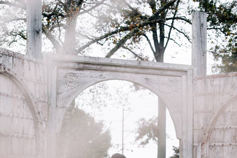 Couple under an arch