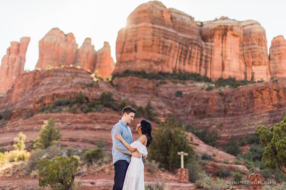 Engagement photos at Cathedral Rock in Sedona by Katrina at Sedona Bride Photographers