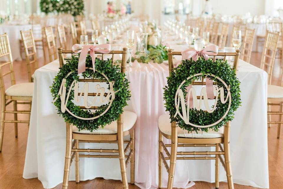 Sage and blush tablescape