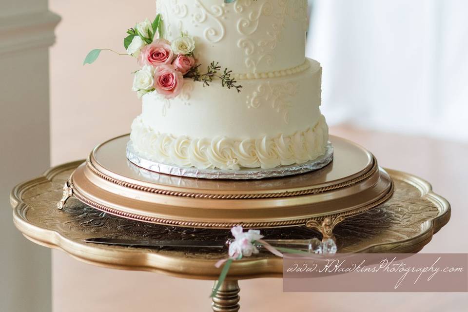 Sage & blush wedding cake