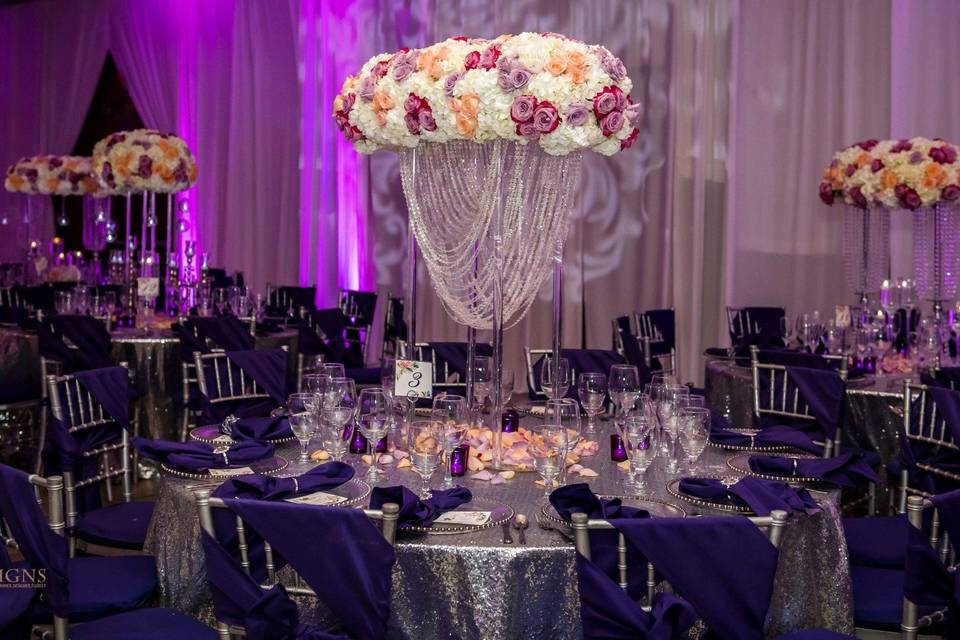 Purple & peach wedding