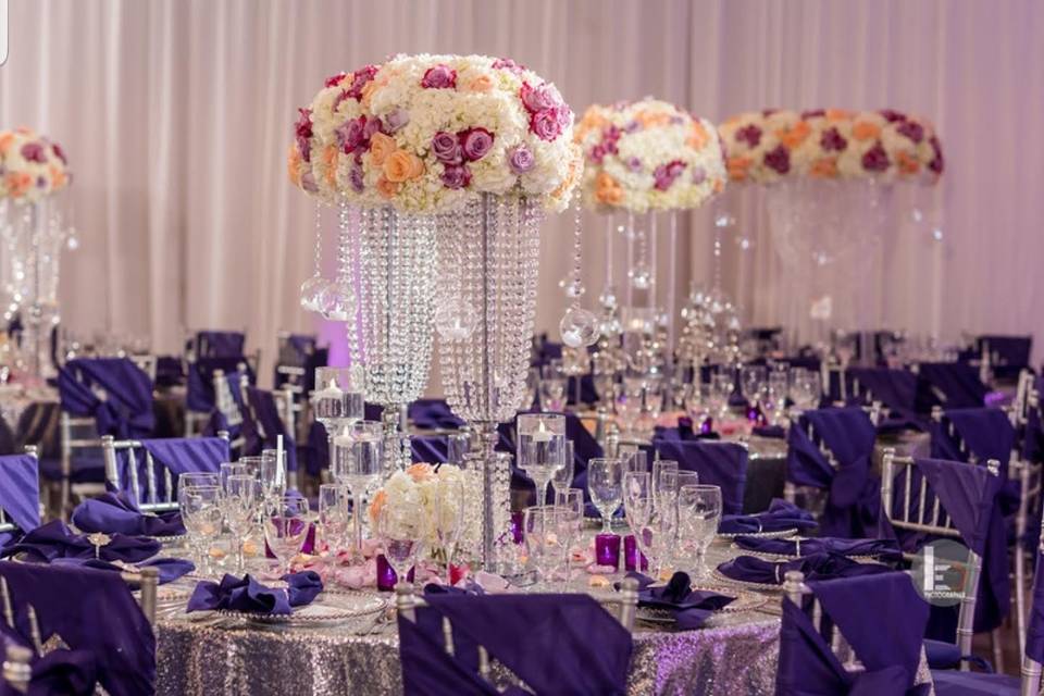 Purple & peach wedding