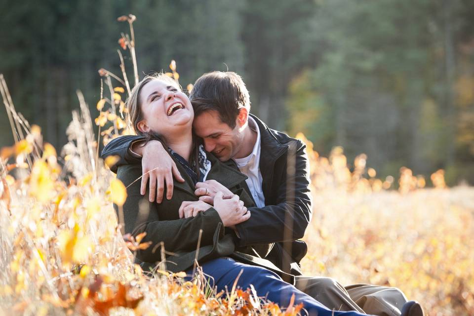 Laughing engagement session