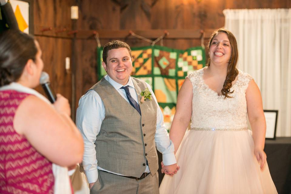 Laughing during the toasts