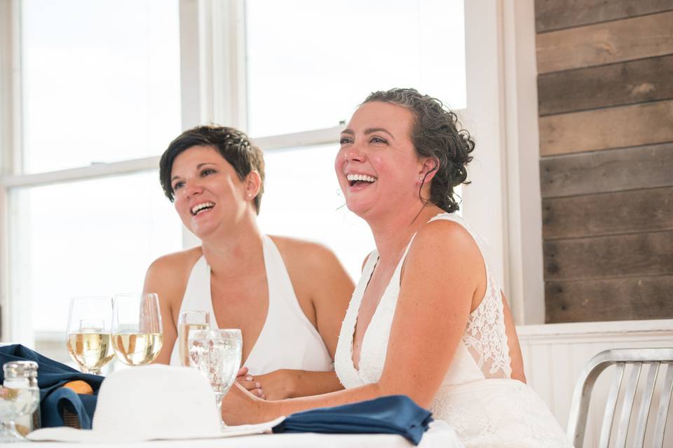 Laughing during toasts