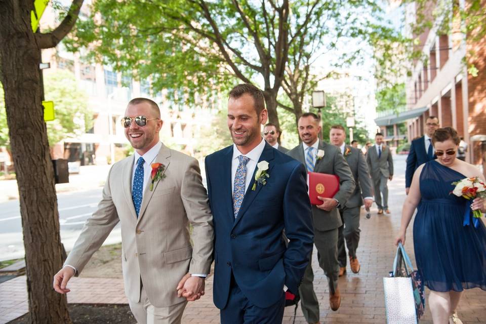 Walking to the ceremony