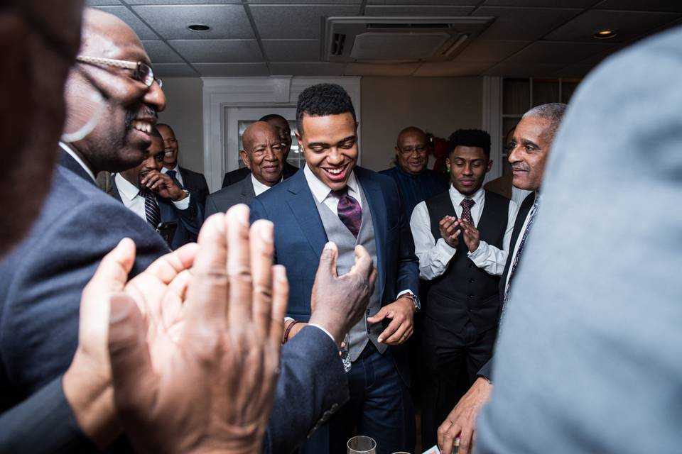 With the wedding party
