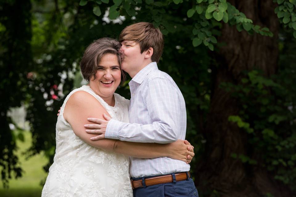 Stealing a kiss outside