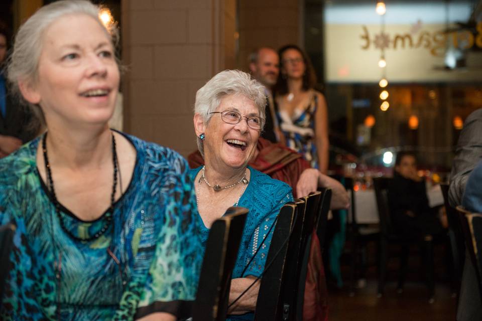 Laughing to the toasts