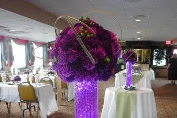 Lighted centerpieces make a bold statement.