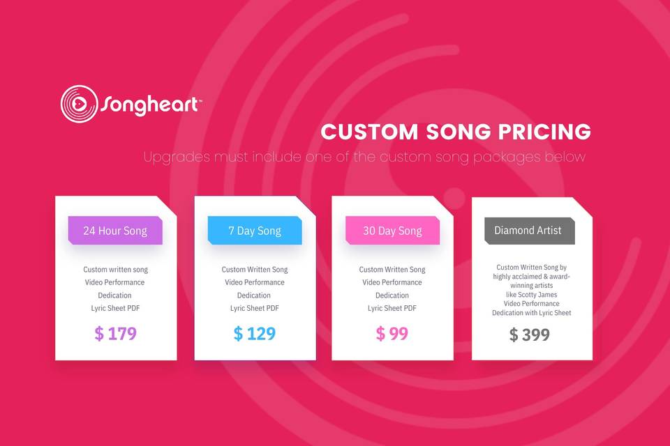 Choose from 4 Song Packages