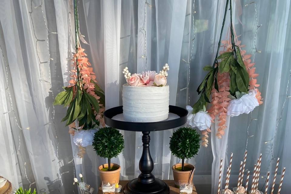 Bride/Groom cake with desserts