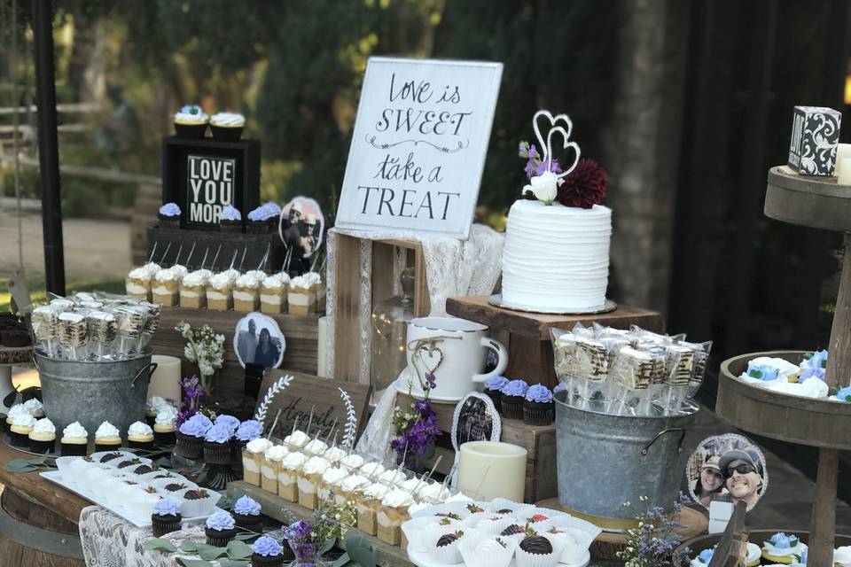 Decorated table with desserts