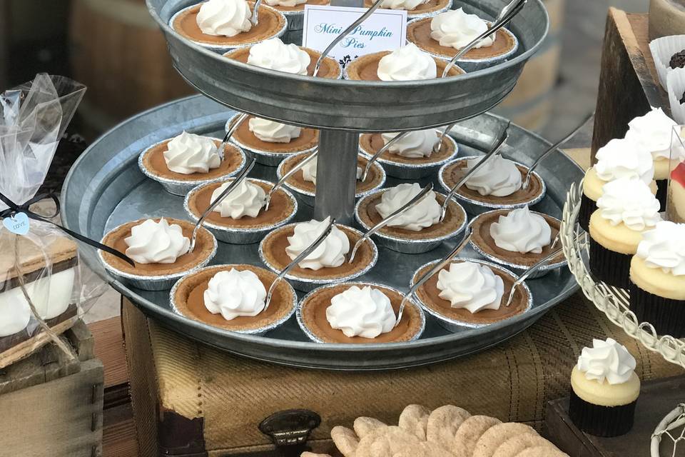 Tower of mini pumpkin pies