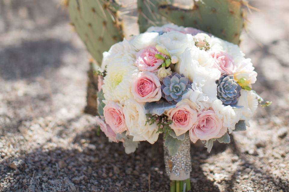 Bridal bouquet and cactus