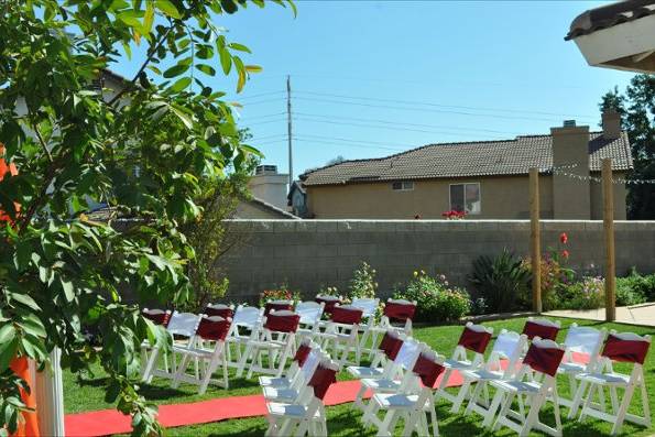 Fall themed outdoor weddingLinens & arrangements by Your Vision Events