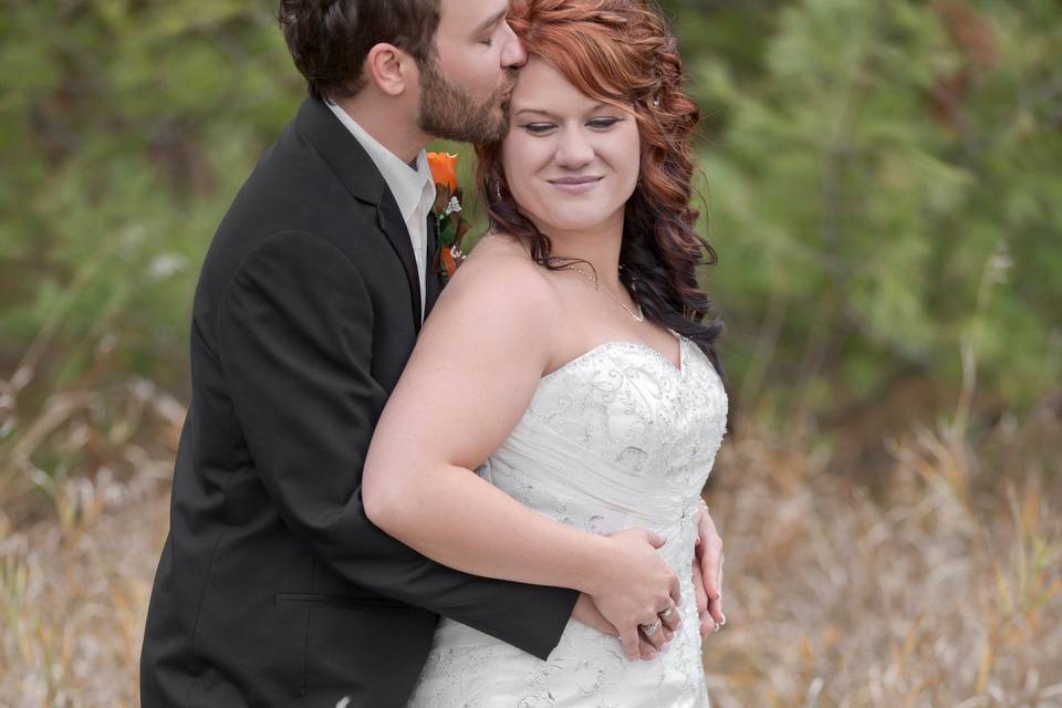 Country bride and groom