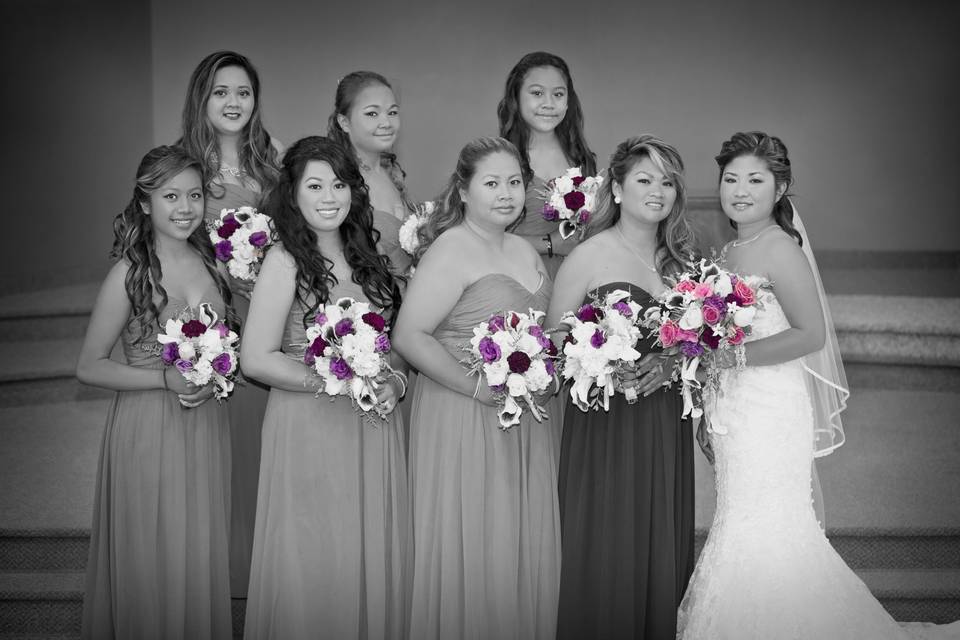 Bride and bridesmaids