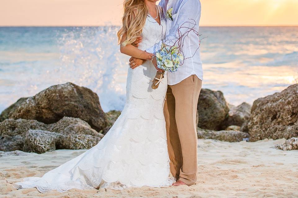 Sunset kiss at the beach