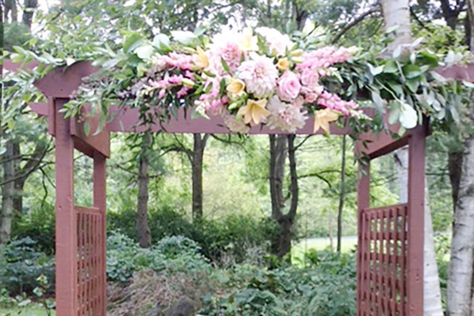 Florals on a Wedding Arbor