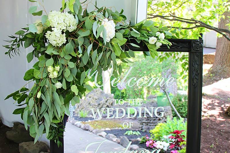 Floral Decor on Welcome Sign